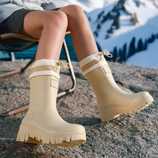 EB | Damen wasserdichte Retro-Look Gummistiefel mit rutschfester Sohle