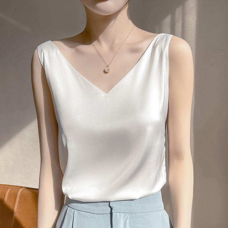 EB | Ärmloser Top Aus Satin Seide