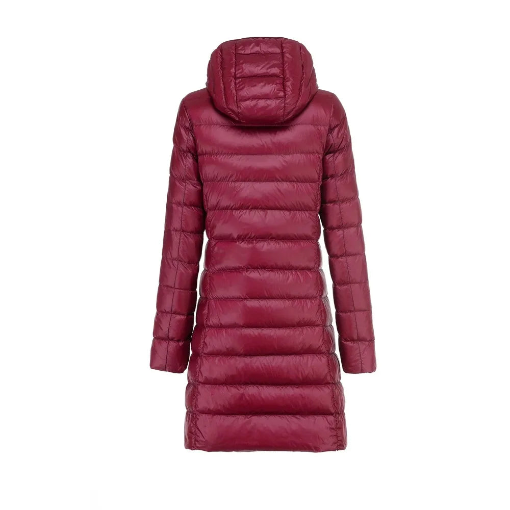 EB | Lange Damen Daunenjacke Mit Abnehmbarem Kapuzen