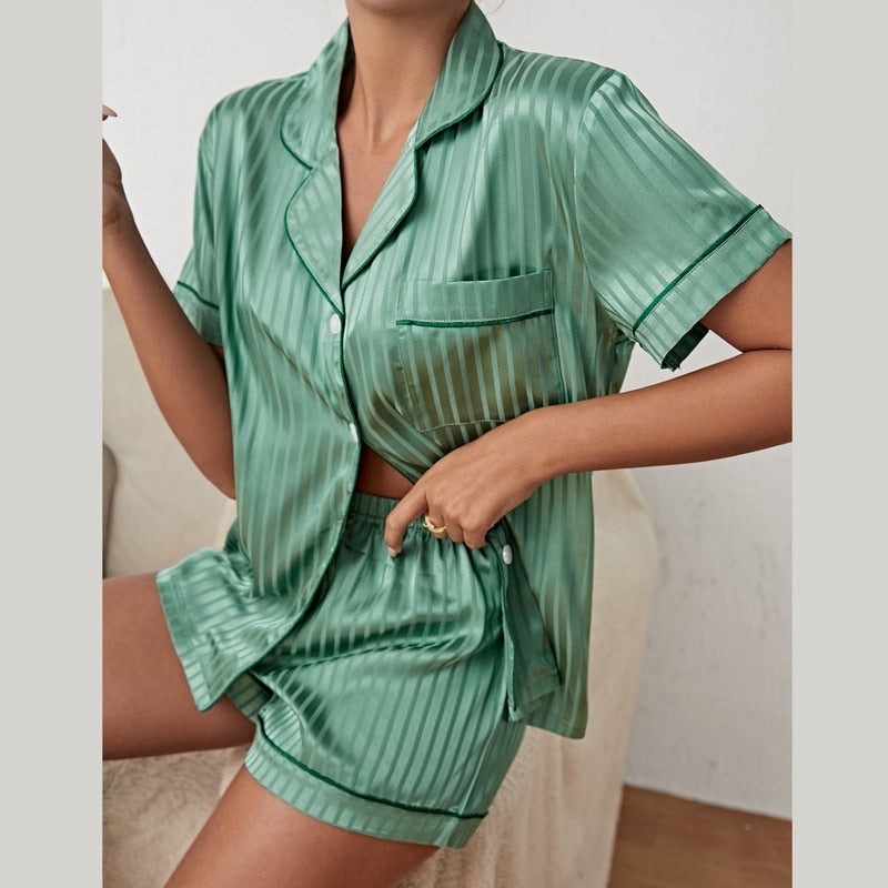 EB | Satin Pyjama Set Für Damen Hausanzug