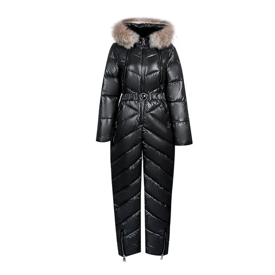 EB | Lässiger Winter Skianzug mit Pelzkragen Für Frauen