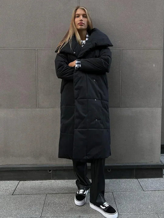 EB | Parka Lang Steppjacke mit Gürtel für Damen Ideal für Den Winter