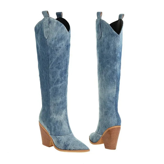 EB | Knielange Denim Stiefel