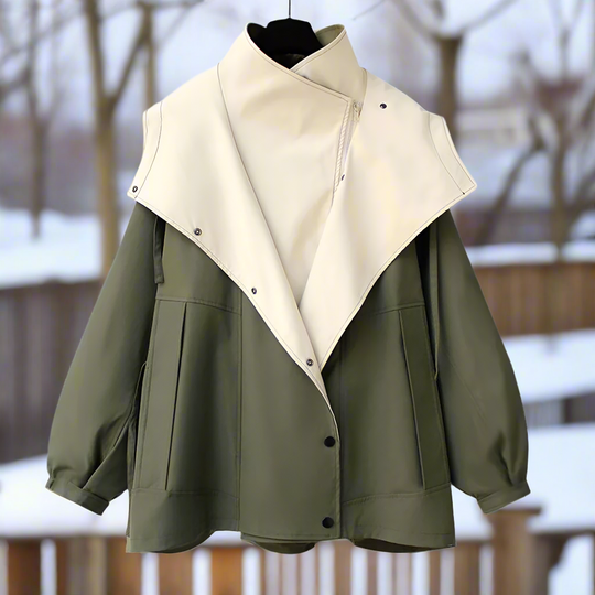EB | Baumwolljacke Drapierter Kragen Lässige Passform Jacke
