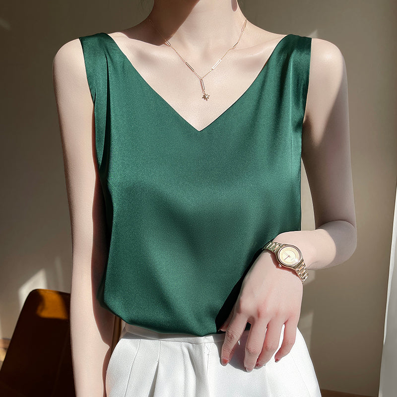 EB | Ärmloser Top Aus Satin Seide