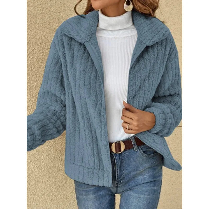 EB | Kurzjacke Plüsch Blau