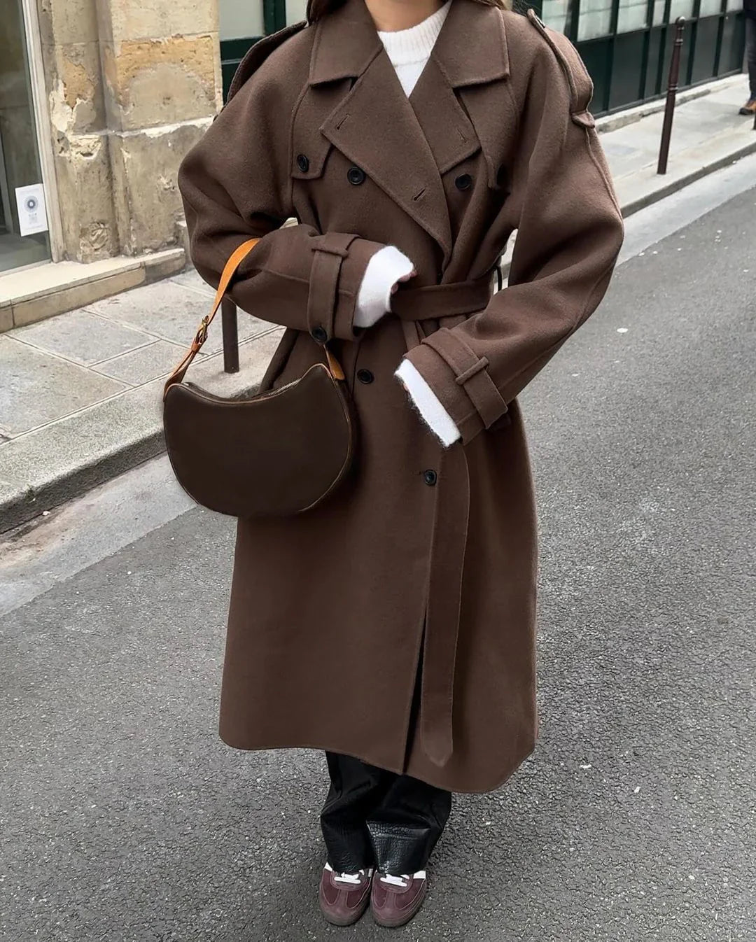 EB | Wolliger Mid-Length/Kurzer Trenchcoat