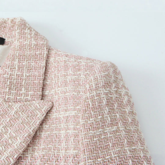 EB | Klassischer Doppelreiher Pink Tweed Blazer