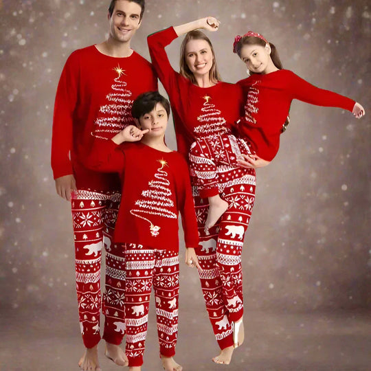 EB | Weihnachtsfamilien passende Schlafanzugset Rot