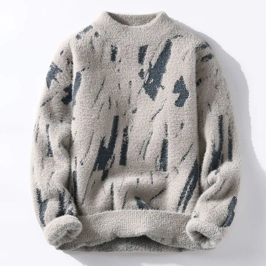 EB | Weiche Strickjacke mit Abstraktem Muster Wollmix Warm und Stilvoll