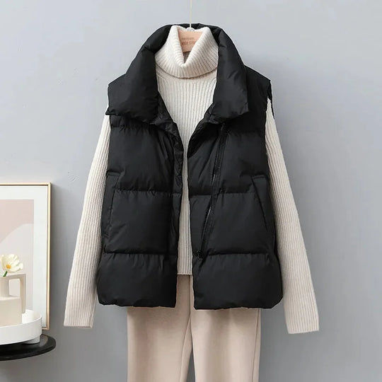 EB | Kurze Pufferweste mit Hohem Kragen Polyester Minimalistisch, Komfortabel