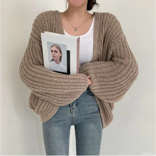 EB | Lässiger Strick-Cardigan mit Oversize-Ärmeln