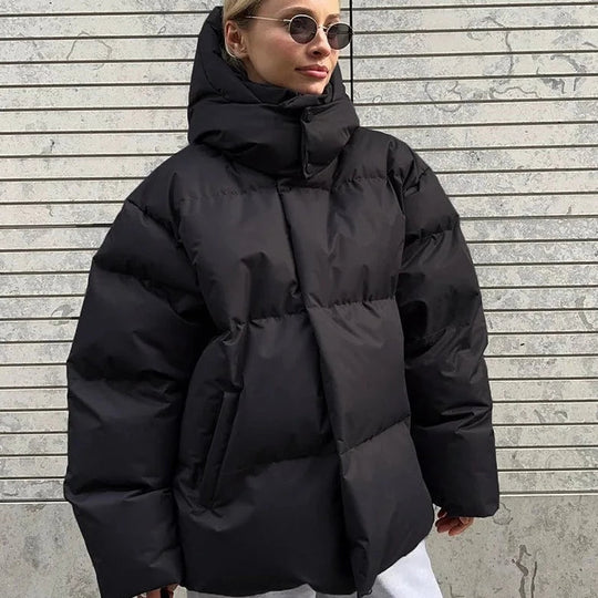 EB | Übergroße Pufferjacke - Winter Hoher Hals Kapuzen Design