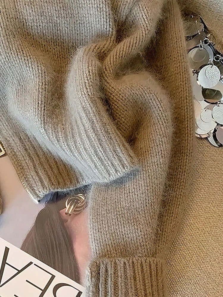 EB | Strickjacke mit Reißverschluss und Elegantem Kragen - Modischer Cropped Cardigan für Alltag und Büro