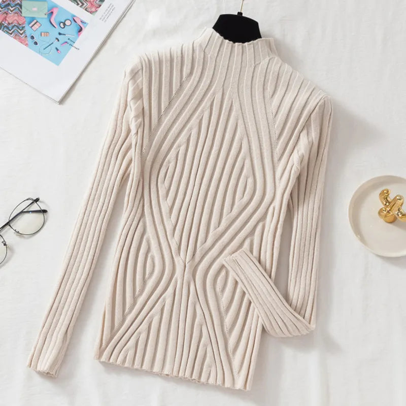 EB | Damen Strickpullover mit Rollkragen und Langen Ärmeln