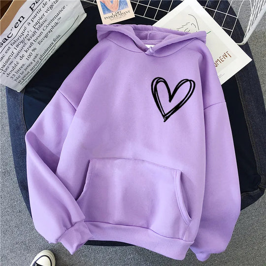 EB | Hoodie mit Herzprint Polyester Komfortabel und Trendy
