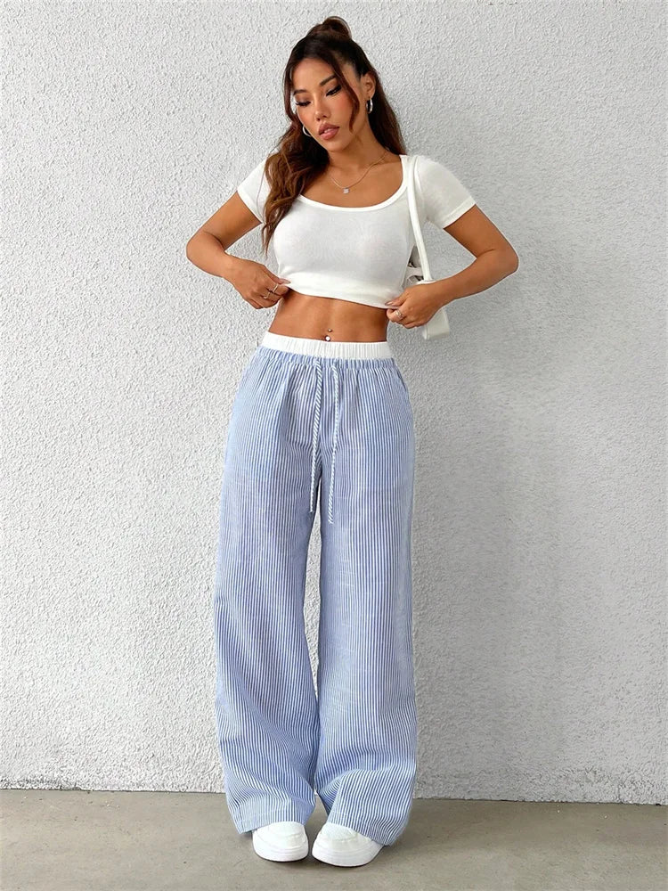 EB | Gestreifte Hose mit Weitem Bein