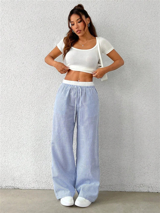 EB | Gestreifte Hose mit Weitem Bein