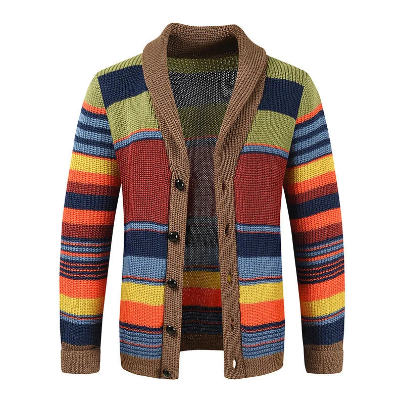 EB | Herren Strickjacke mit Farbblock und geometrischem Muster