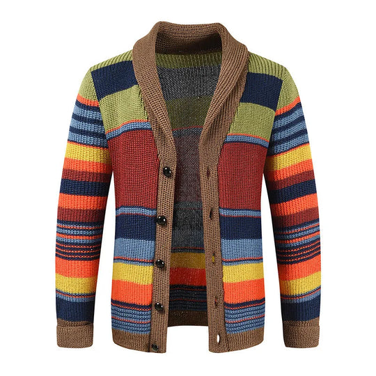 EB | Herren Strickjacke mit Farbblock und geometrischem Muster
