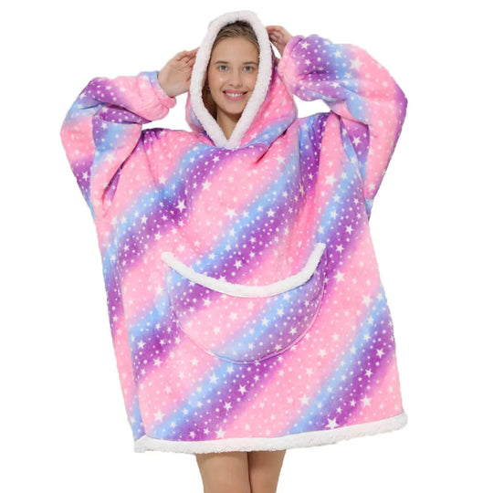 EB | Übergroße Fleece-Decke mit Kapuze und Taschen