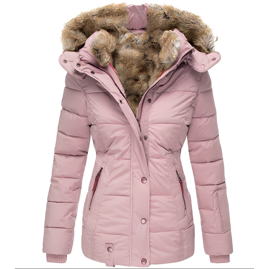 EB | Stylische, taillierte Jacke mit Pelzkragen für Damen