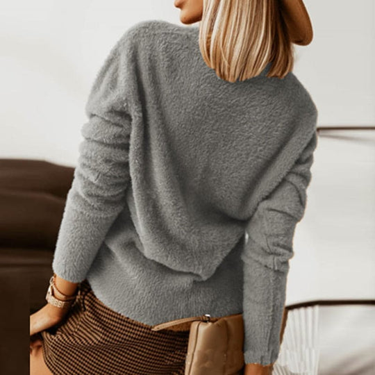 EB | Strickjacke Weiche Strickware V-Ausschnitt Große Knöpfe Lockere Passform