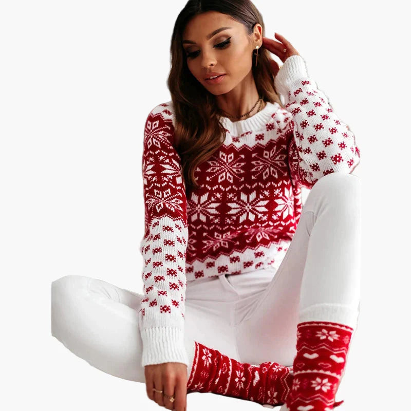 EB | Winter Pullover Skandinavisches Muster - Modischer Weihnachts- und Freizeit-Strickpullover