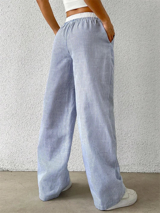EB | Bequeme Hose mit Weitem Bein und Streifendruck