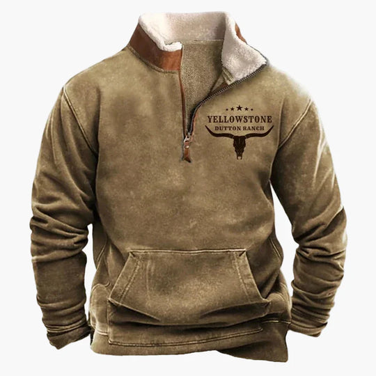EB | Western Style Pullover mit Azteken-Muster und Longhorn-Motiv - Bequemer Freizeit-Sweater für Outdoor & Alltag