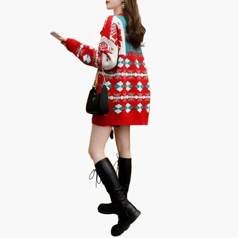 EB | Weihnachtspullover Ugly Christmas Sweater mit 3D Schneemann und Wintermotiv - Lustiger Feiertagspullover für Partys