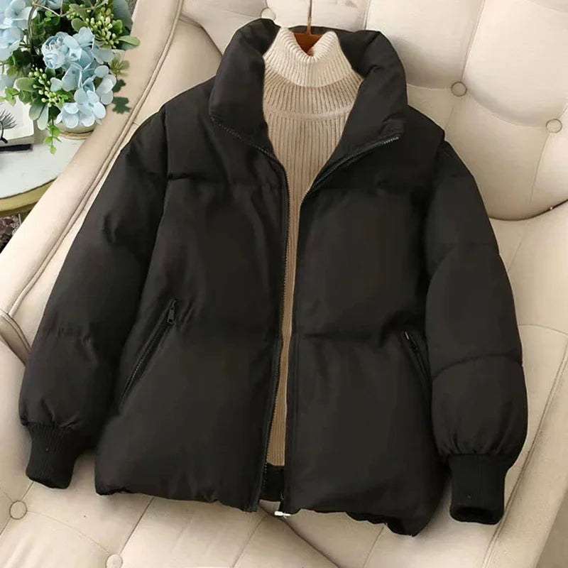 EB | Winter-Pufferjacke mit Reißverschluss und Eingeschnittenem Kragen