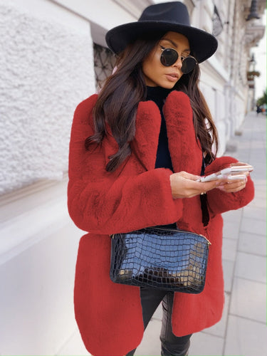 EB | Damen Eleganter Kunstpelzmantel