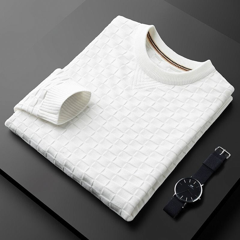 EB | Stylischer Herbst Waffelstrick Pullover mit Rundhalsausschnitt für Männer