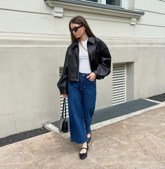 EB | Kurze Bikerjacke für Damen mit Metallreißverschluss Raizy