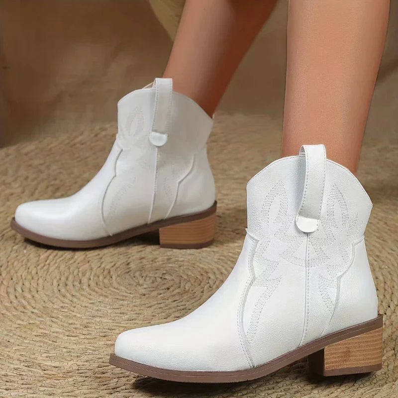 EB - PU niedriger Absatz rutschfeste Damen Cowboystiefel