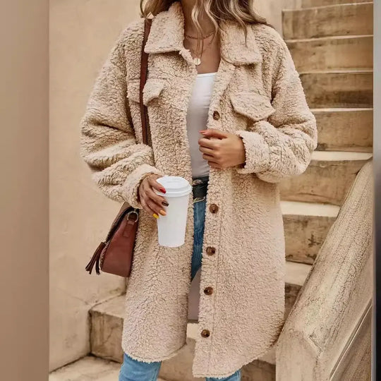 EB | Bequeme Teddy Jacke mit Knopfleiste & Brusttaschen