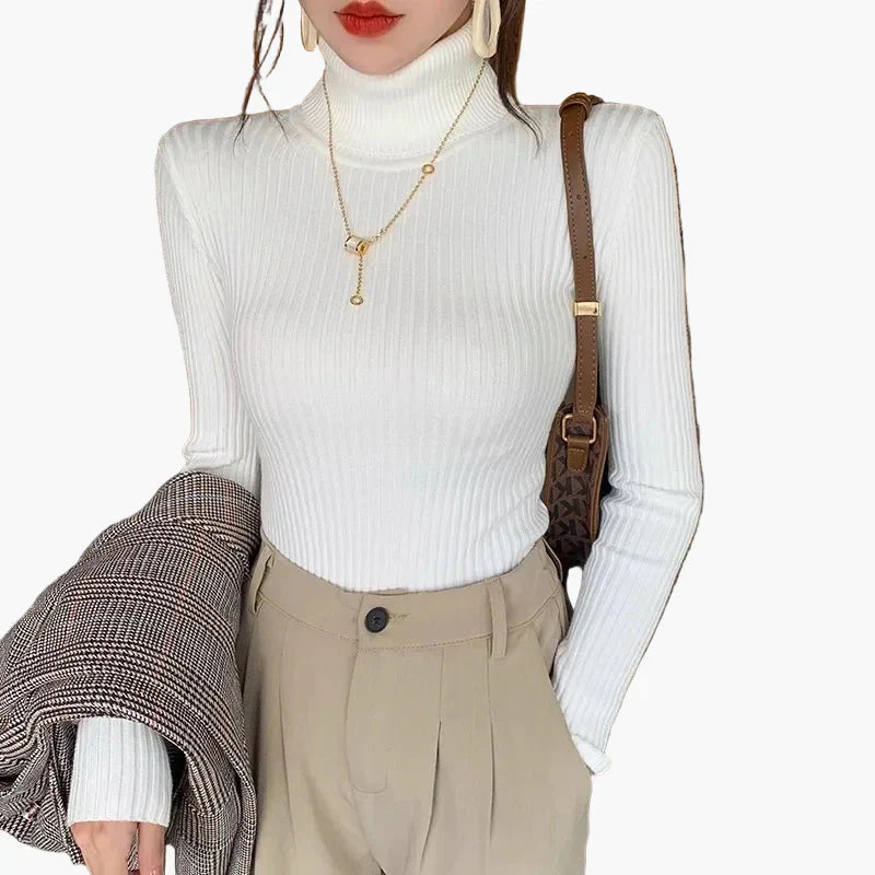 EB | Rollkragenpullover Gerippt Basic Langarm - Vielseitiger Herbst & Winter Look