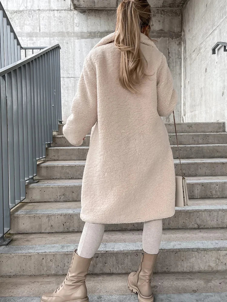 EB | Fleece lange Winterjack für Damen - weiche und warme Jacke