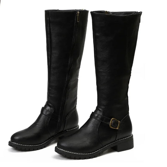 EB | High-Top Biker Stiefel mit Blockabsatz und Schnallendesign