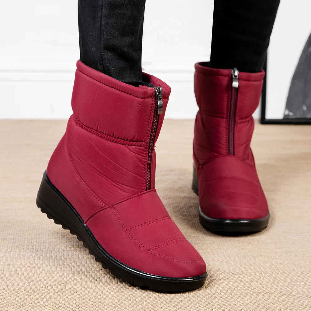 EB | Gepolsterte, Wasserdichte, Plüschige Stiefeletten mit Reißverschluss