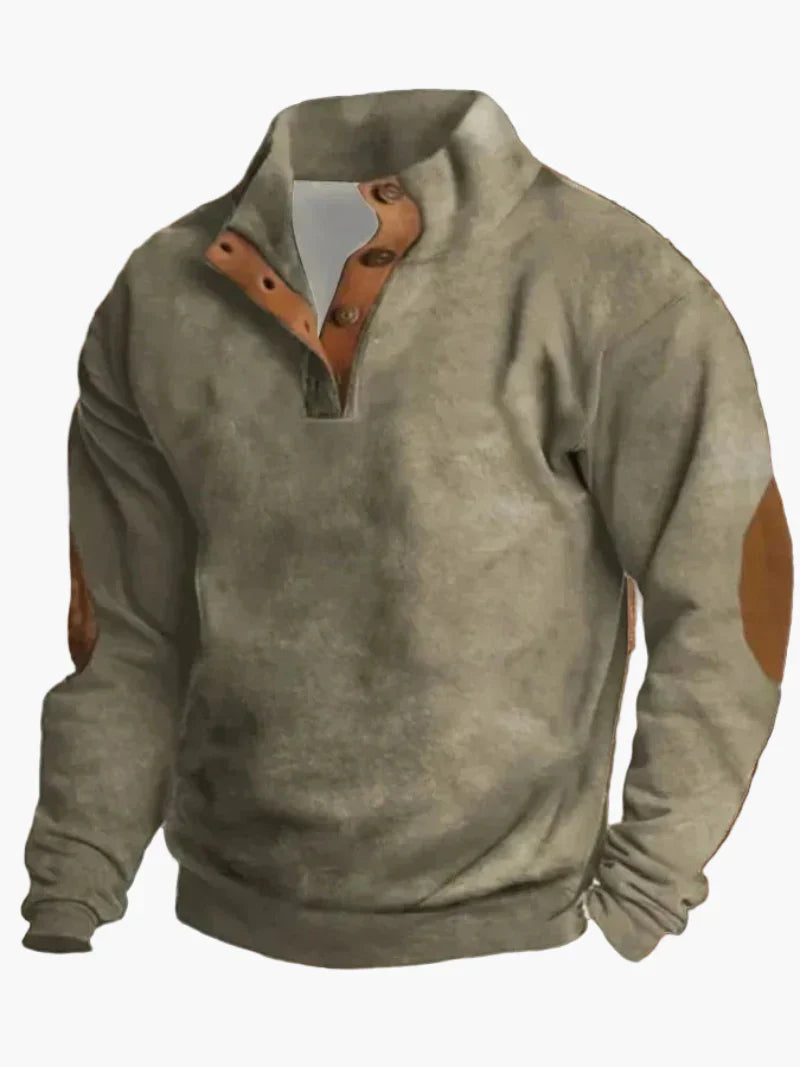 EB | Retro Cowboy Sweatshirt mit Digitaldruck und Stehkragen - Western Casual Pullover für Outdoor und Freizeit