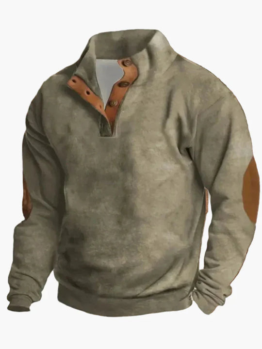 EB | Retro Cowboy Sweatshirt mit Digitaldruck und Stehkragen - Western Casual Pullover für Outdoor und Freizeit