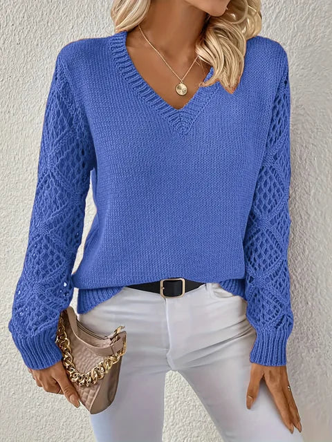 EB | Solid V-Ausschnitt Strickpullover