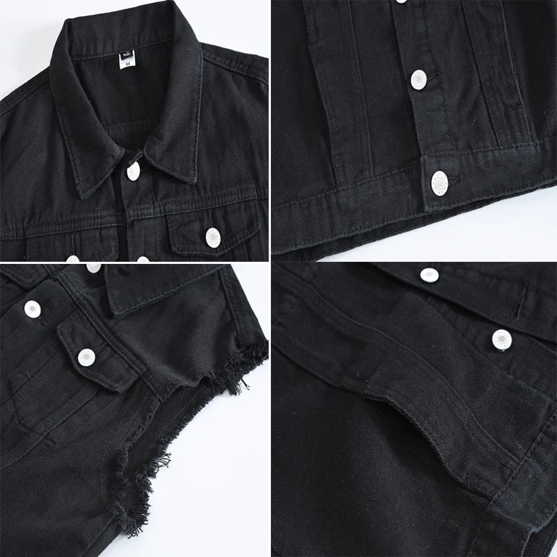 EB | Zerrissene Ärmellose Jeansjacke für Männer