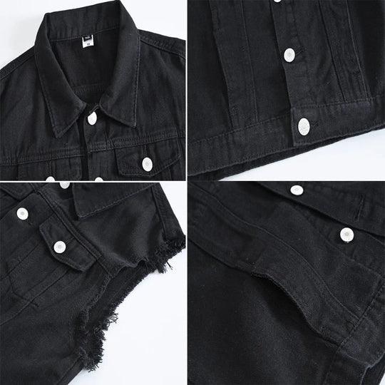 EB | Zerrissene Ärmellose Jeansjacke für Männer