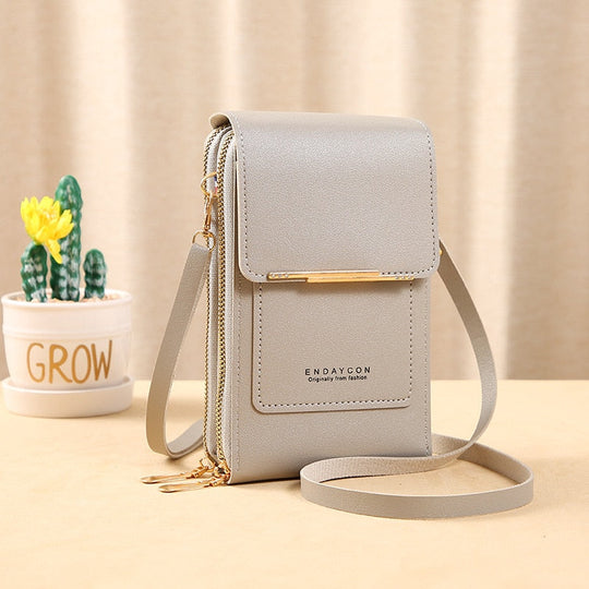 EB | Leder Smartphone Clutch Damen Handtasche mit Touchscreen-Fenster