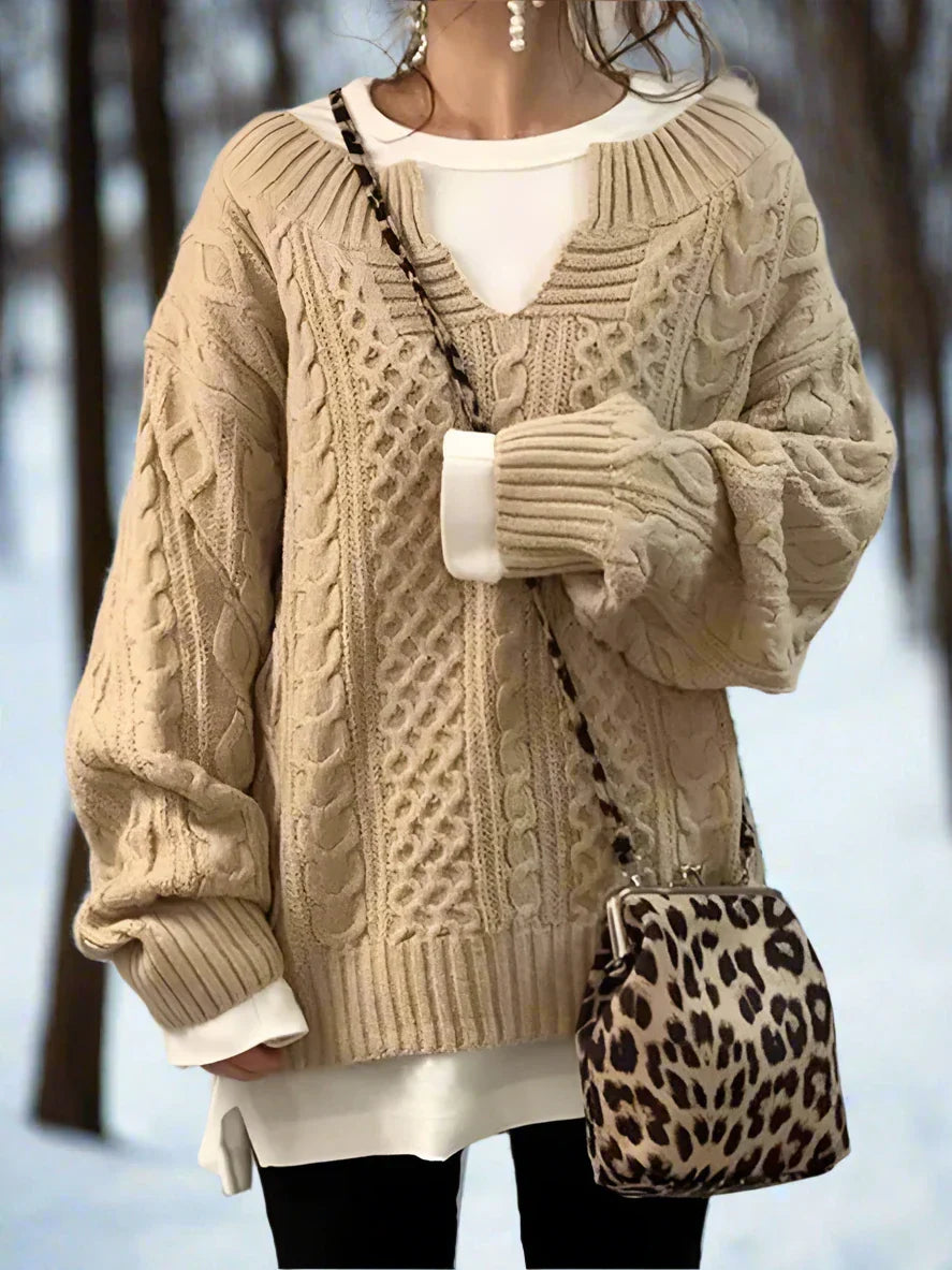 EB | Wolle Kabelstrickpullover Übergröße Strickpullover