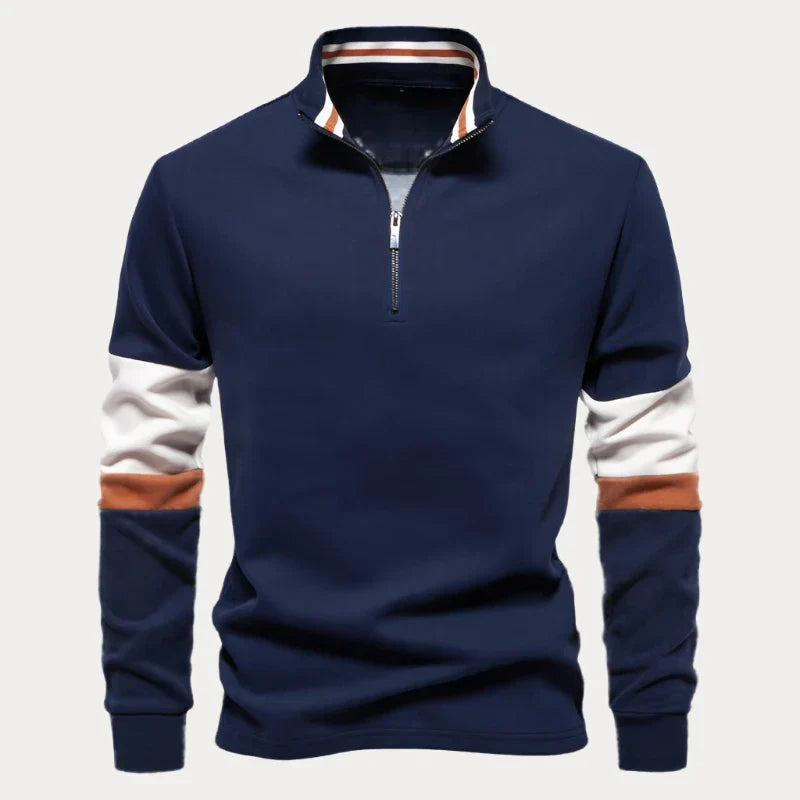 EB | Stylischer Pullover für Herren mit Stehkragen und Streifen