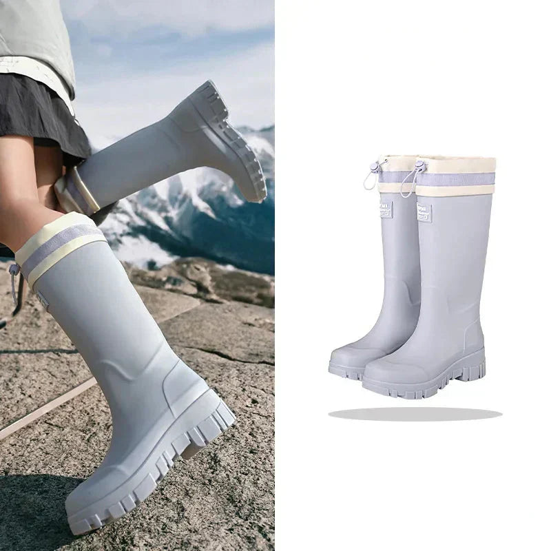 EB | Damen wasserdichte Retro-Look Gummistiefel mit rutschfester Sohle